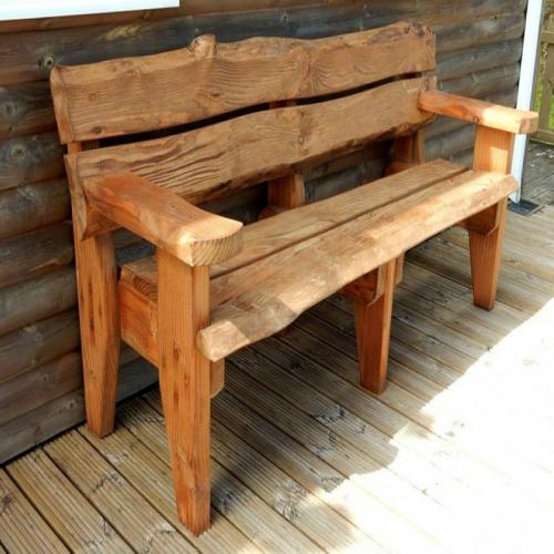 Image for Hand Made Waney Bench Larch 2ft - Arms