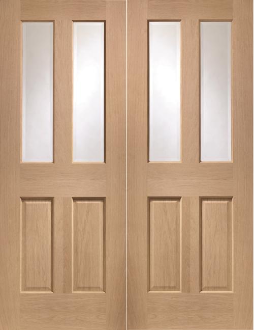 Image for Internal Oak Malton Pair with Clear Bevelled Glass - 1981 x 1168 x 40mm ( 48