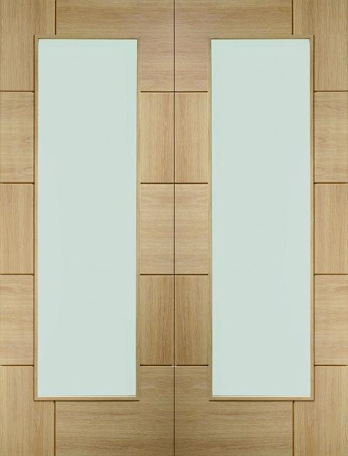 Image for Internal Oak Ravenna Pair with Clear Glass - 1981 x 1168 x 40mm ( 46