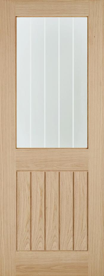 Image for 78X30 OAK BELIZE 1 LIGHT DOOR WITH SILKSCREEN GLASS (HALF LIGHT)