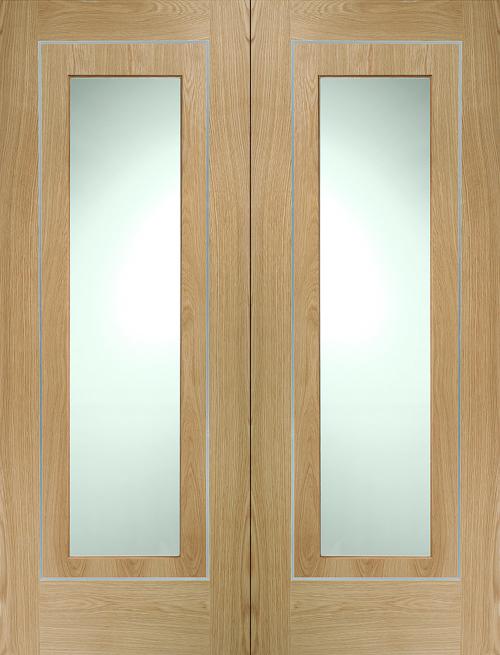 Image for Internal Oak Pre-finished Varese Pair with Clear Glass - 1981 x 1168 x 40mm ( 60