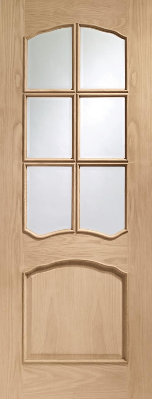 Image for Pre-Finished Internal Oak Riviera - Clear Bev Glass and RM - 1981 x 686 x 35mm ( 30