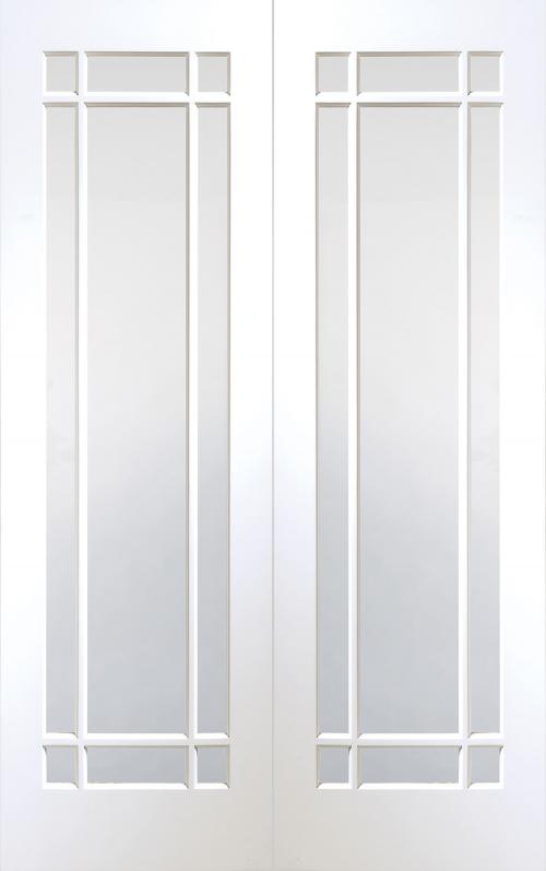 Image for Internal White Primed Cheshire Door Pair with Clear Bevelled Glass 46