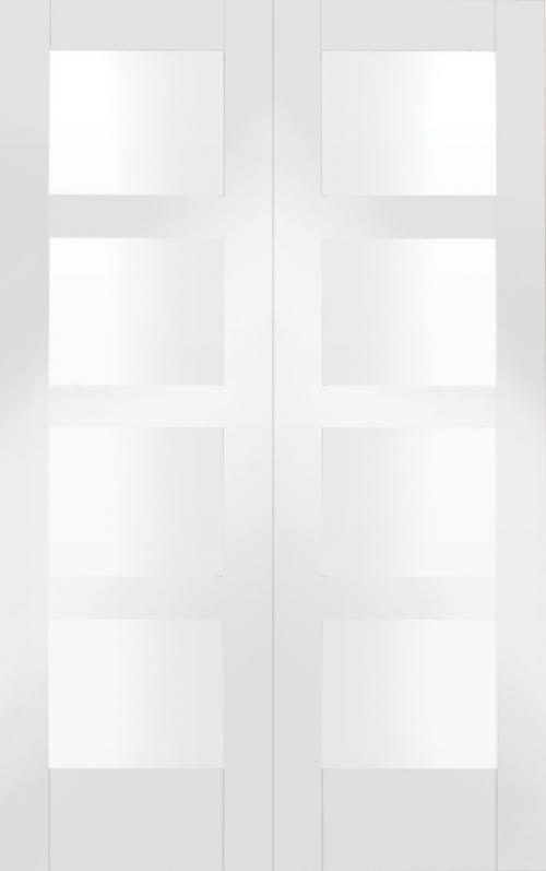 Image for Internal White Primed Shaker Door Pair with Clear Glass 36