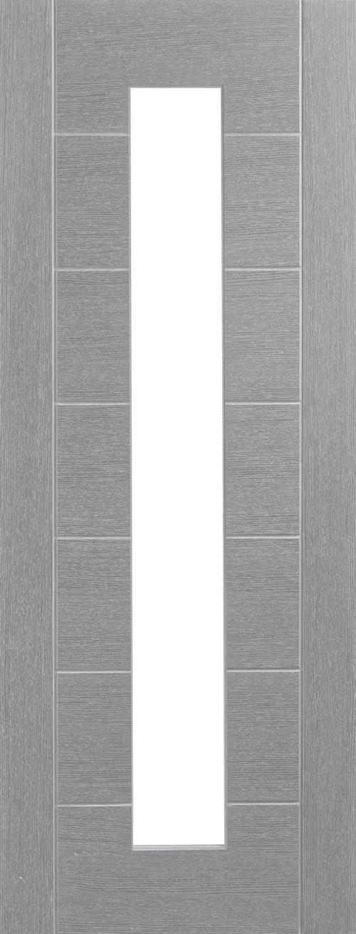 Image for Pre-Finished Light Grey Door Palermo  Clear Glass 1981 x 686 x 35mm ( 27