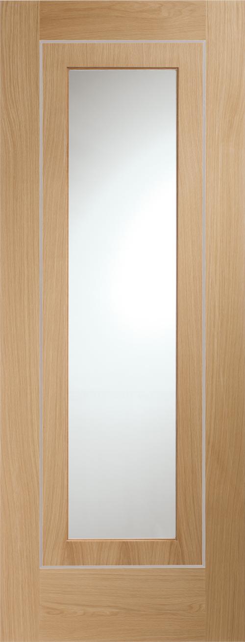 Image for Internal Oak Pre-Finished Varese (Alum Inlay) Clear Glass - 1981 x 686 x 35mm ( 30