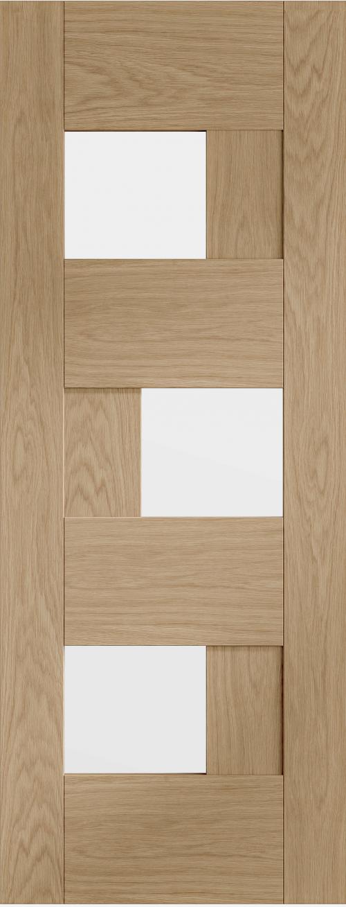 Image for Internal Oak Door Pre-Finished Perugia with Clear Glass 1981 x 686 x 35mm ( 27